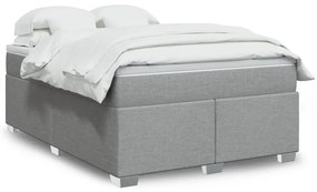 vidaXL Κρεβάτι Boxspring με Στρώμα Ανοιχτό Γκρι 140x200 εκ. Υφασμάτινο