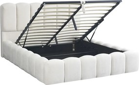 Κρεβάτι διπλό Narnia pakoworld εκρού ύφασμα 160x200εκ
