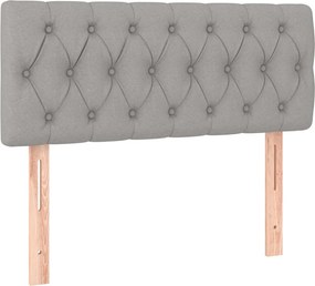 vidaXL Κρεβάτι Boxspring με Στρώμα &amp; LED Αν.Γκρι 90x190 εκ. Υφασμάτινο