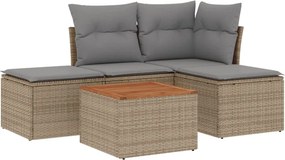 vidaXL Patio Sofa Set 5-θέσια Μίξη μπεζ και ανοιχτό γκρι
