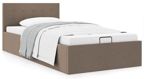 vidaXL Πλαίσιο Κρεβατιού με Αποθηκ. Χώρο Taupe 90x200 εκ. Υφασμάτινο