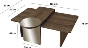 Coffee Table Set Luna 2 - Bronzie, Walnut Bronzie
Walnut