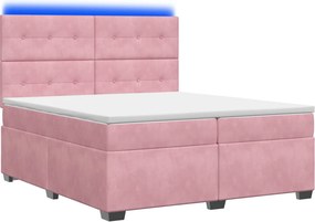 vidaXL Κρεβάτι box spring με στρώμα Ροζ 200 x 200 cm Βελούδο