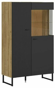 Βιτρίνα Boston DV103, Δρυς, Μαύρο, Με πόρτες, 153x91x42cm, 60 kg | Epipla1.gr
