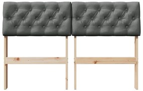 vidaXL Ταπετσαρισμένο κεφαλάρι Σκούρο Γκρι 120 cm Στερεά ξυλεία πεύκου