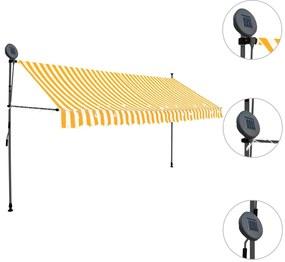 vidaXL Τέντα Συρόμενη Χειροκίνητη με LED Λευκό / Πορτοκαλί 350 εκ.