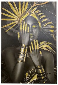 Πίνακας Καμβάς Umone 301-000009 80x3x120cm Black-Gold Inart Vertical Canvas