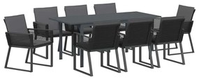 vidaXL Σέτ φαγητού για κήπο 9 pcs Ανθρακί Ατσάλι και πολυ-ρατάν