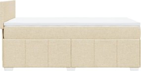 vidaXL Κρεβάτι Boxspring με Στρώμα Κρεμ 90x200 εκ.Υφασμάτινο