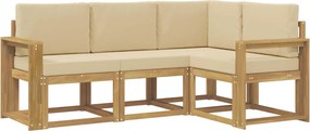 vidaXL Σειρά Καναπέ Εξωτερικού 4 pcs Λευκό και Μπεζ