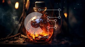 Intra Συλλεκτικό Ξύλινο Παζλ Plywood 4mm - Μυστηριώδες και μαγικό καφέ γυάλινο μπουκάλι με φελλό Σε Ξύλινο Κουτί - Διαστάσεις: 10x10 cm – 25 κομμάτια