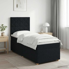 vidaXL Κρεβάτι box spring με στρώμα Μαύρο 90 x 190 cm Ύφασμα