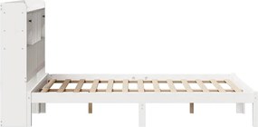 vidaXL Κρεβάτι Βιβλιοθήκη Χωρίς Στρώμα Λευκό 135x190 εκ Μασίφ Πεύκο