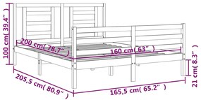 ΠΛΑΙΣΙΟ ΚΡΕΒΑΤΙΟΥ ΜΕ ΚΕΦΑΛΑΡΙ 160X200 ΕΚ. ΑΠΟ ΜΑΣΙΦ ΞΥΛΟ 3194711