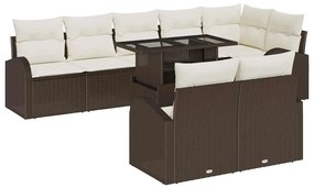 vidaXL Σετ Καναπέ Κήπου με αποθήκευση 9 pcs Καφέ Πολυ ράταν