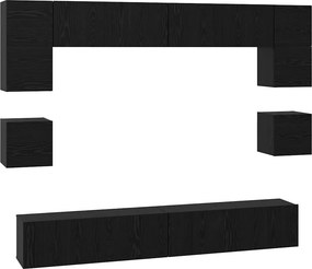 vidaXL Σετ επίπλου τηλεόρασης 8 pcs Μαύρη Οξυά Επεξεργασμένο ξύλο