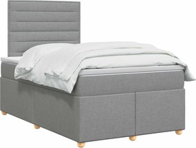 vidaXL Κρεβάτι box spring με στρώμα Ανοιχτό γκρι 120 x 190 cm Ύφασμα