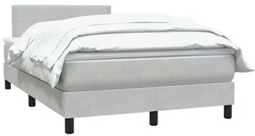 vidaXL Κρεβάτι Boxspring με Στρώμα Ανοιχτό Γκρι 120x210 εκ. Βελούδινο