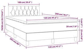 vidaXL Κρεβάτι Boxspring με Στρώμα Μπλε 120x200 εκ. Υφασμάτινο