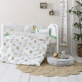 Παπλωματοθήκη Βρεφική Safari Friends (Σετ 2τμχ) White-Green Nima 110x145cm 100% Βαμβάκι