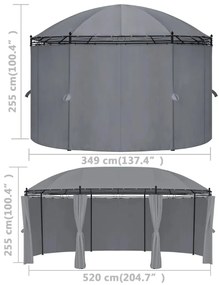 Κιόσκι με Κουρτίνες Ανθρακί 520 x 349 x 255 εκ. - Ανθρακί