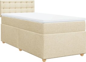 vidaXL Κρεβάτι Boxspring με Στρώμα Κρεμ 90x190 εκ.Υφασμάτινο
