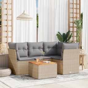 vidaXL Patio Sofa Set 4-θέσια Μίξη μπεζ και ανοιχτό γκρι