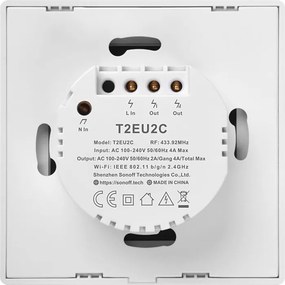 SONOFF smart διακόπτης ΤΧ-T2EU2C, αφής, Wi-Fi, διπλός, λευκός