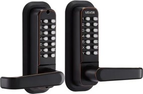 VEVOR Mechanical Keyless Entry Door Lock, 2.0 Code Upgrade, 4-7 Digits Code, Double-Sided Push Button Combination Keypad Door Lock with Handle, Auto Locking, for Indoor or Outdoor, Oil-Rubbed Bronze