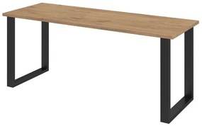 Τραπέζι Tucson 138, Lancelot δρυς, Μαύρο, 75x67x185cm, 44 kg, Πλαστικοποιημένη μοριοσανίδα, Μέταλλο | Epipla1.gr