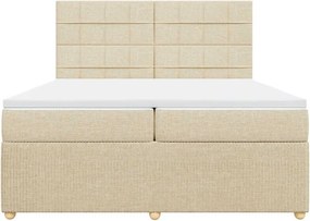 vidaXL Κρεβάτι Boxspring με Στρώμα Κρεμ 200x200 εκ. Υφασμάτινο