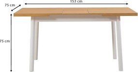 Τραπέζι Jemmy Megapap επεκτεινόμενο χρώμα φυσικό - λευκό 120/153x75x77εκ.
