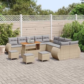 vidaXL Σετ Καναπέ Κήπου 14 pcs Μπεζ συνθετικό ρατάν