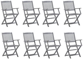 vidaXL Καρέκλες Εξ. Χώρου Πτυσσόμενες 8 τεμ. από Μασίφ Ξύλο Ακακίας
