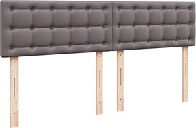 vidaXL Κρεβάτι Boxspring με Στρώμα Γκρι 180x200 εκ. Συνθετικό Δέρμα