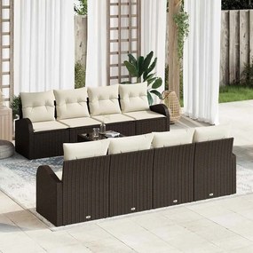 vidaXL Σετ Καναπέ Κήπου με μαξιλάρι 9 pcs Καφέ, Κρέμα 55 x 55 x 37 εκ
