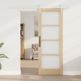 vidaXL Συρόμενη Πόρτα με Σετ Εξαρτημάτων  73.5x198.5 cm Μασίφ Ξύλο Πεύκου