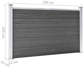 Πάνελ Περίφραξης Μαύρο 180 x 105 εκ. από WPC - Μαύρο