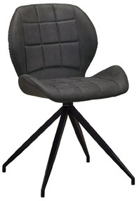 NORMA Καρέκλα Τραπεζαρίας Μέταλλο Βαφή Μαύρο, Ύφασμα Suede Ανθρακί -  51x53x81cm