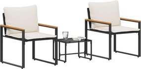 vidaXL Σύνολα επίπλων με μαξιλάρι 3 pcs Μαύρο και Κρεμ Λευκό Ρατάν