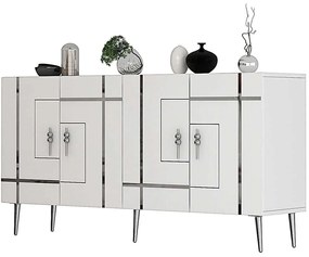 Μπουφές Line 475OLV1783 150x35x75cm White-Silver Particle Board, Melamine