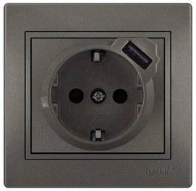 Lezard Πρίζα Σούκο + USB (σε αναμονή) Ανθρακί Mira (Πλήρης) 701.4141181B