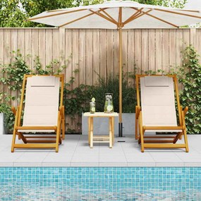 vidaXL Καρέκλα Παραλίας με μαξιλάρι 2 pcs Καφέ 61.5 x 123 x 82cm