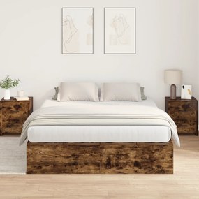 vidaXL Κρεβάτι αποθήκευσης  Καπνιστού Δρυός 150x200 εκ