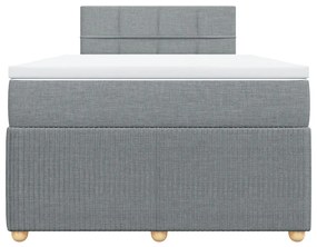 Κρεβάτι Boxspring με Στρώμα Ανοιχτό Γκρι 120x190 εκ. Υφασμάτινο - Γκρι