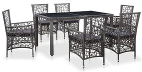 vidaXL Σετ Τραπεζαρίας Εξωτερικού Χώρου 7 τεμ. Γκρι Συνθετικό Ρατάν