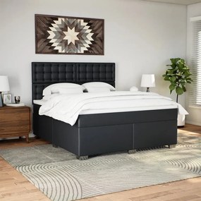 vidaXL Κρεβάτι Boxspring με Στρώμα Μαύρο 180x200εκ.από Συνθετικό Δέρμα