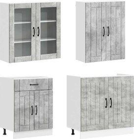 vidaXL Μονάδα κουζίνας LUCCA 8 pcs Γκρι Σκυροδέματος