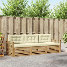 vidaXL Σειρά Καναπέ Εξωτερικού 3 pcs Λευκό και Κρεμ Πολυεστέρας