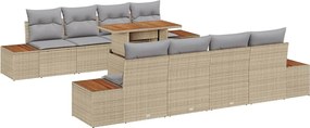 vidaXL Σέτ φαγητού για κήπο με μαξιλάρι 9 pcs Μπεζ και Γκρι